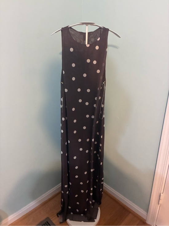 Caroline Constas Dresses & Skirts - Caroline Constas Brown Maxi Mesh Coverup Dress with White Polka Dot Print